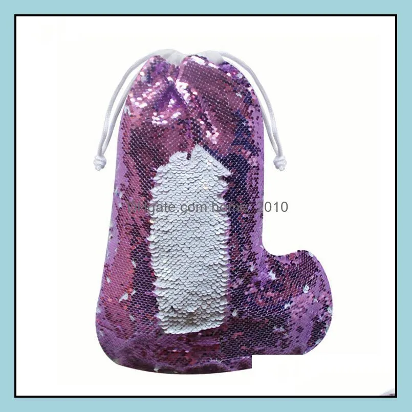 christmas sequin socks stocking mermaid paillette gift bags decorated xmas stocking pendant santa claus drawstring candy bags lxl299a