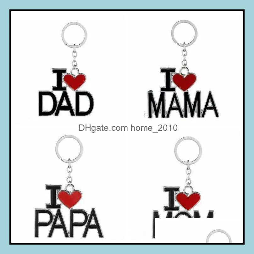 letter red heart love key chains party rings dad mom mama papa keychains fashion jewelry mother father gifts droplxl910