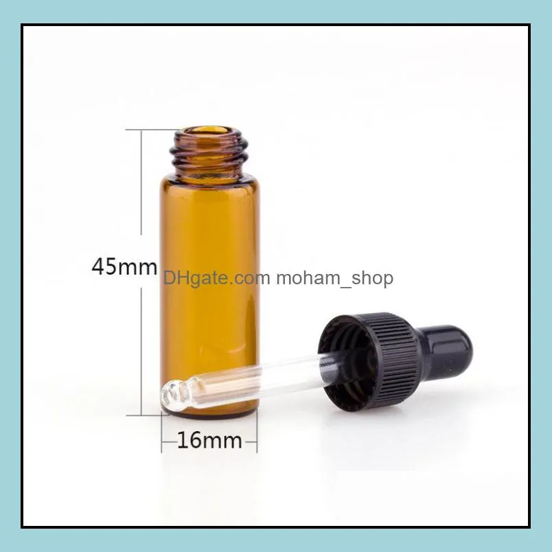 5ml amber glass essential oil dropper bottles mini empty eye dropper perfume cosmetic liquid sample container dhs 1500pcs/lot