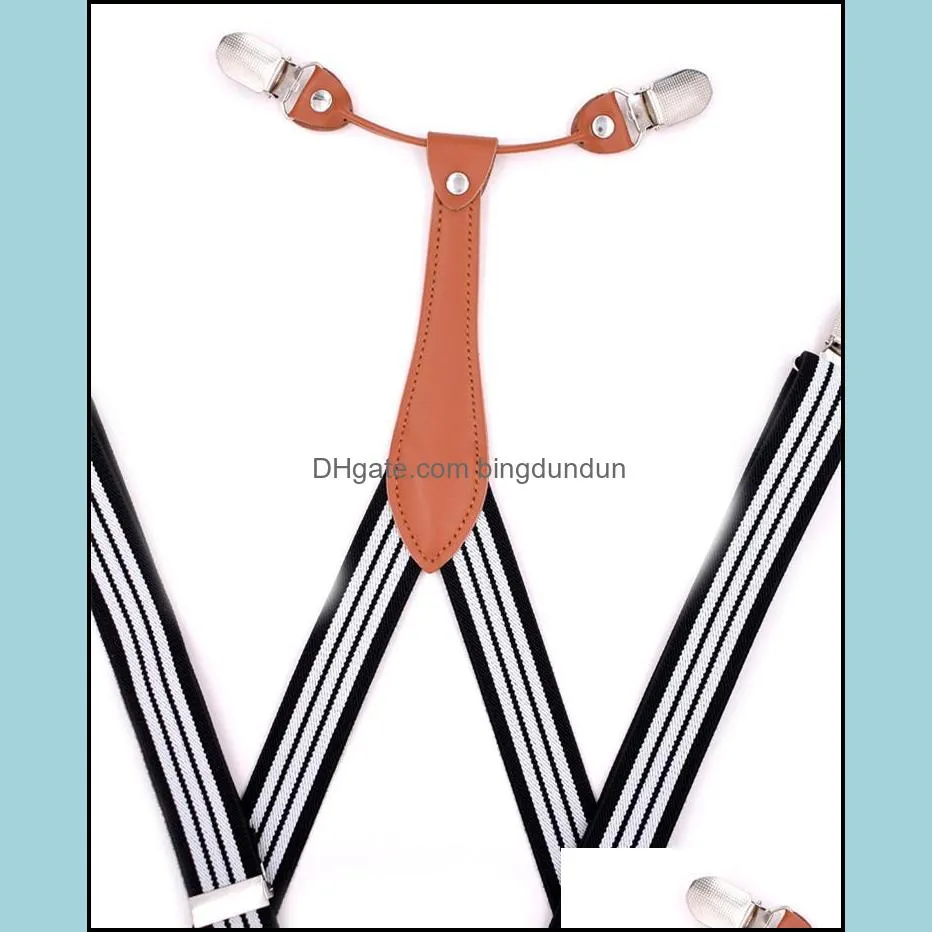 suspenders men classic pants strap y back 115cm casual retro trouser braces 4 clips elastic male suspender belt pad12020