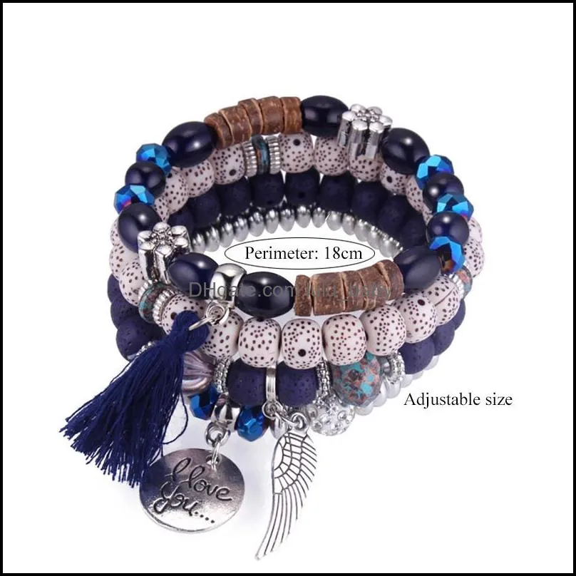 crystal bead bracelets vintage bracelet female jewelry tassel natural stone charms wristband wholesale jewelry gift for women girls