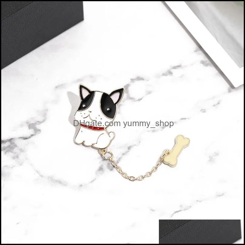 trendy cartton cat fish dog bone brooches for women men cute animal enamel pin shirt jackets collar button badge jewelry gift y