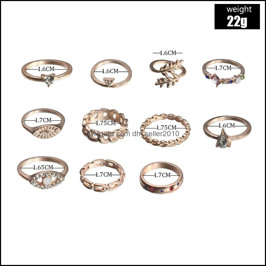 2022 vintage fashion ring set for women girls gold metal punk geometric hollow leaves women finger rings party jewelry anillos