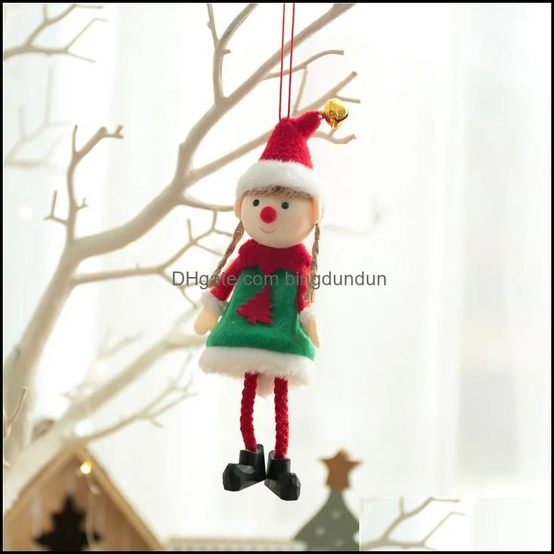 christmas decorations elves plush boy and girl pendant xmas elf dolls tree hanging ornaments kids gifts paa9952