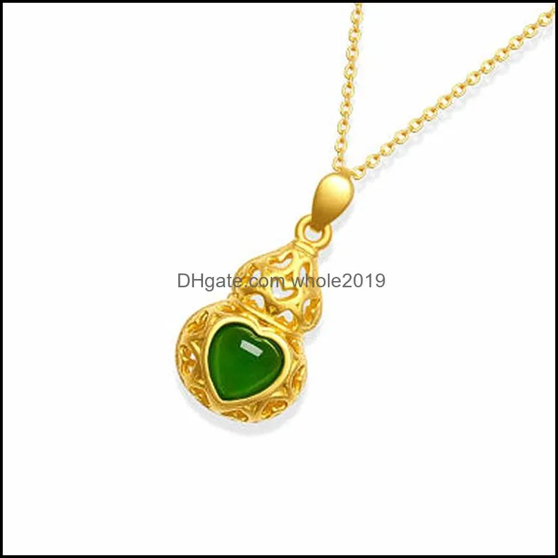 fashion and exquisite sand gold pendant hetian jade gold gourd pendant safe pendants gold inlaid jade auspicious wish pendant