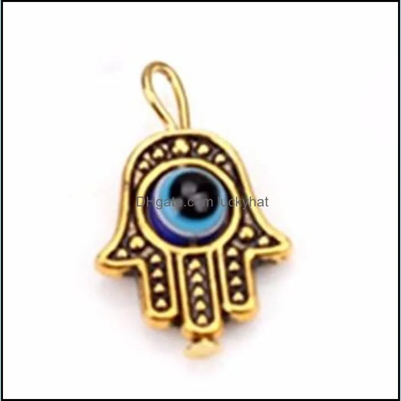 50pcs turkish hamsa hand blue evil eye charms pendant for jewelry making findings 19x12mm 206 w2