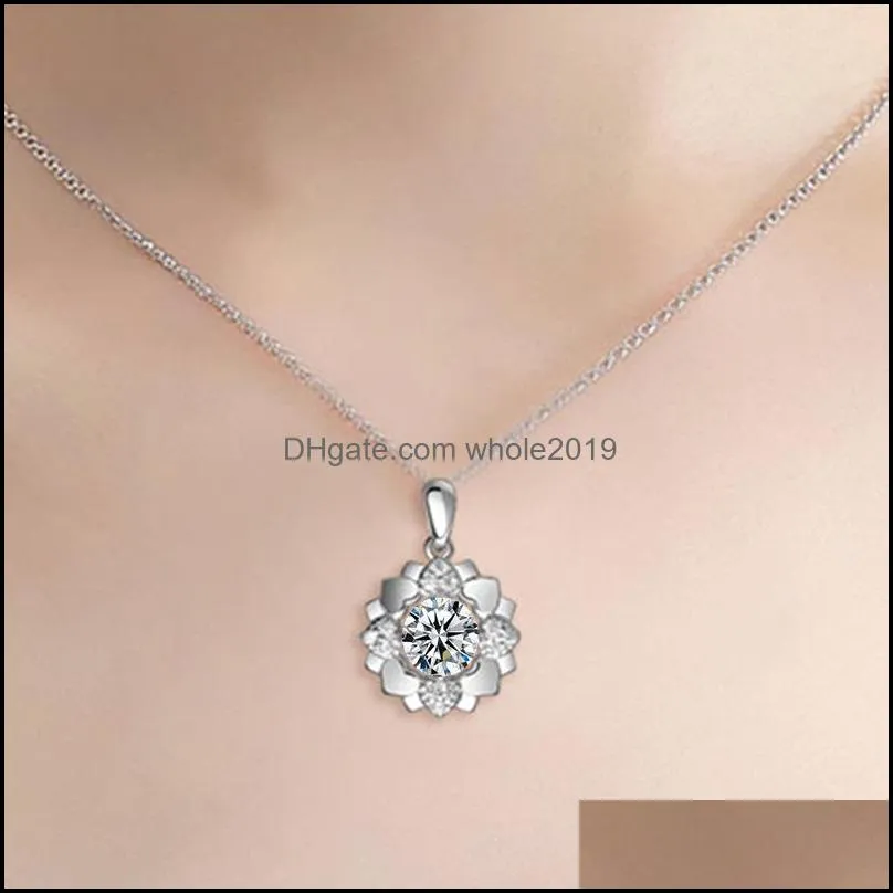 luxury cz crystal snowflake pendant necklaces for women charm aaa shiny clavicle chain silver chokers necklaces jewelry