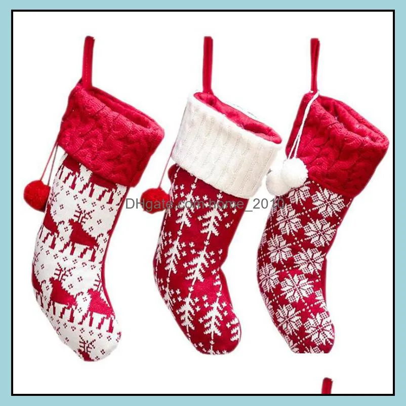 knitted christmas stockings tree hanging candy gift bag festival holiday decor ornaments kids xmas gift hanging bags ysy281l