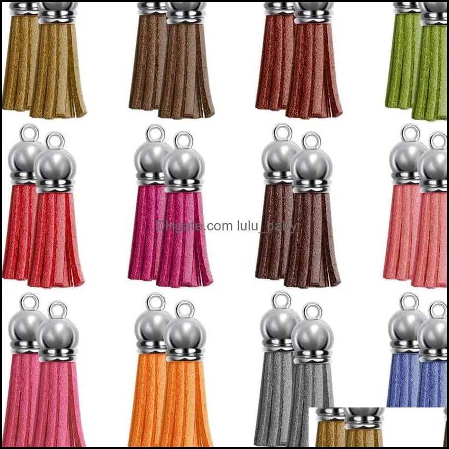 200pcs leather tassel pendant keychain jewelry making kit women bag car key ring with chain for diy crafts supplies q396fz