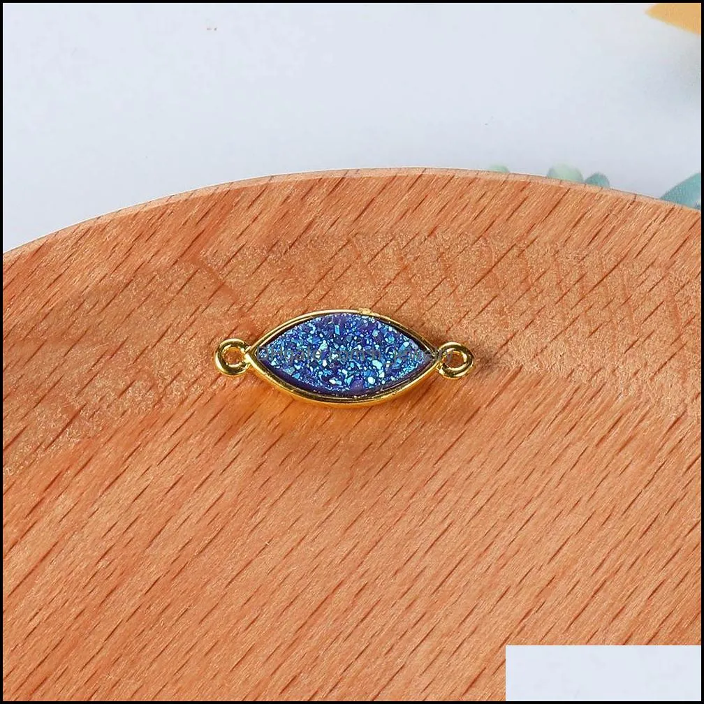 trendy small oval resin druzy stone pendant for bracelet necklace gold corolful simple diy charm jewelry accessories for women 