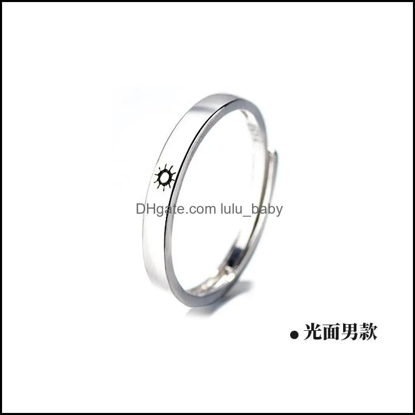 adjustable sun moon ring for men women minimalist silver color opening couple engagement rings