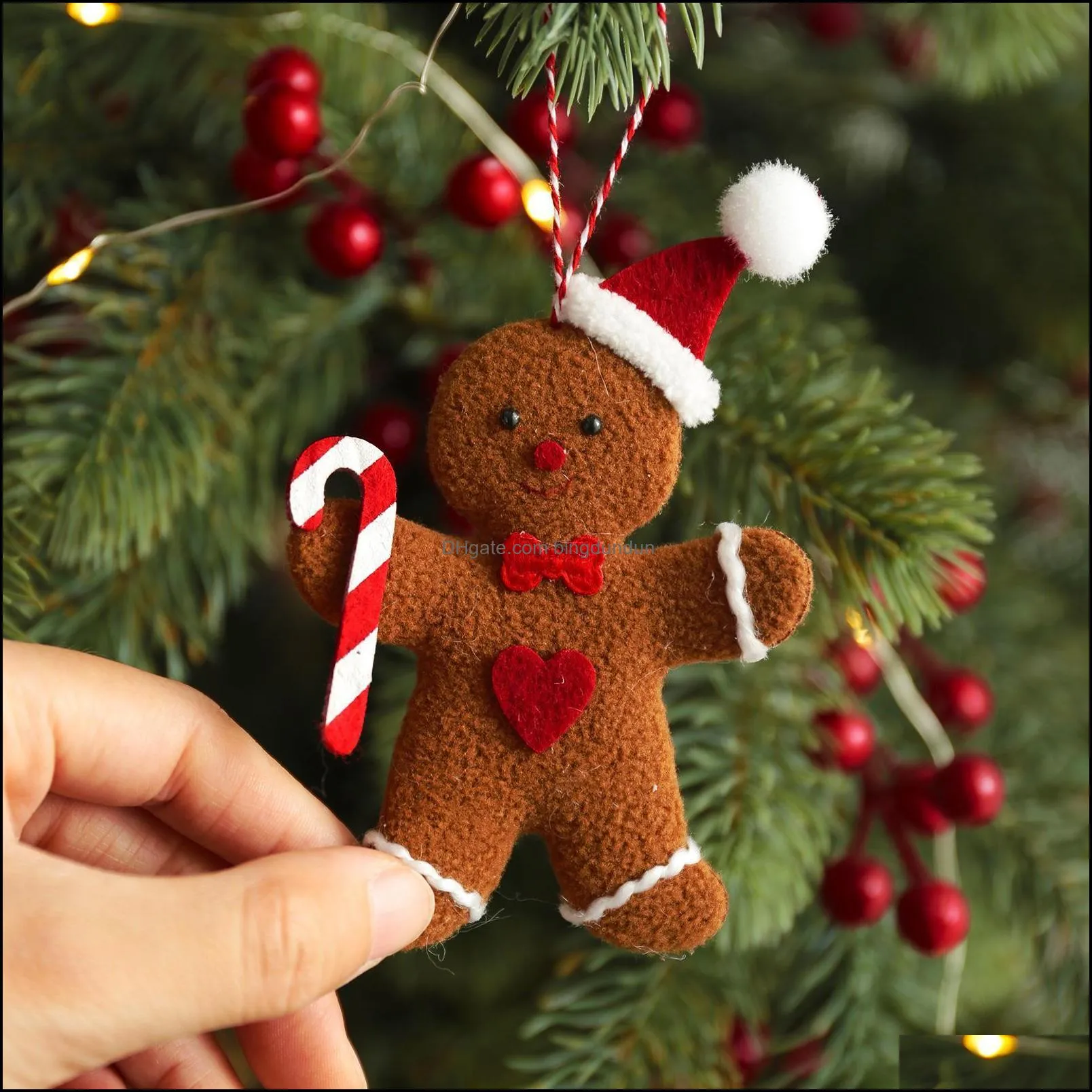 gingerbread man christmas pendant decoration cookie doll plush santa tree widget ornaments xmas supplies by sea pae11169