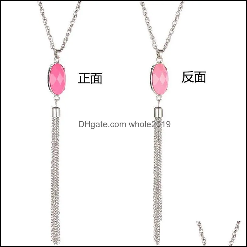 double side acrylic pendant necklace temperament jewelry costume sweater chain necklace