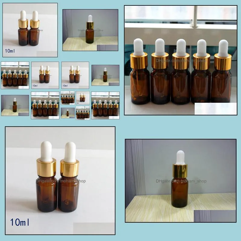  lot 768pcs 10ml amber glass dropper bottle tiny small vails for 10 ml  oils cosmetics packing sampe bottles sn2201