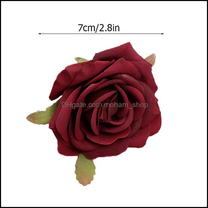 decorative flowers wreaths handmade artificial diy flower head  simulation multilayer false blossom hemming rose home decor