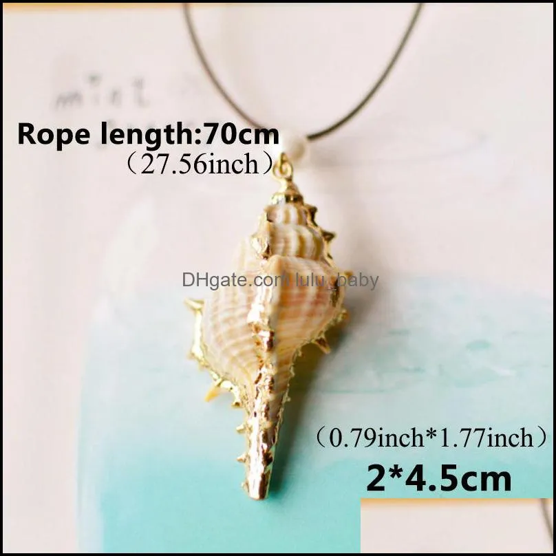 2019 bohemian shell pendant necklace summer style natural starfish conch rope chain shell necklaces beach jewelry accessories for