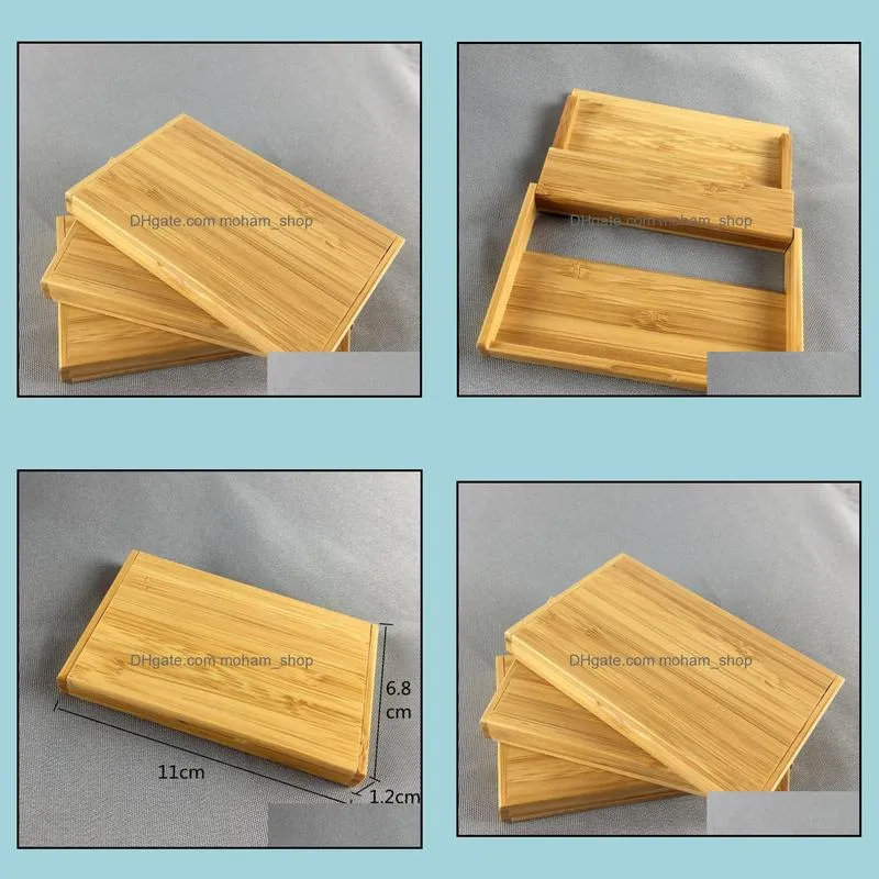 natural bamboo business card storage box id credit cards holder case organization desktop decoration home office supplies sn2721