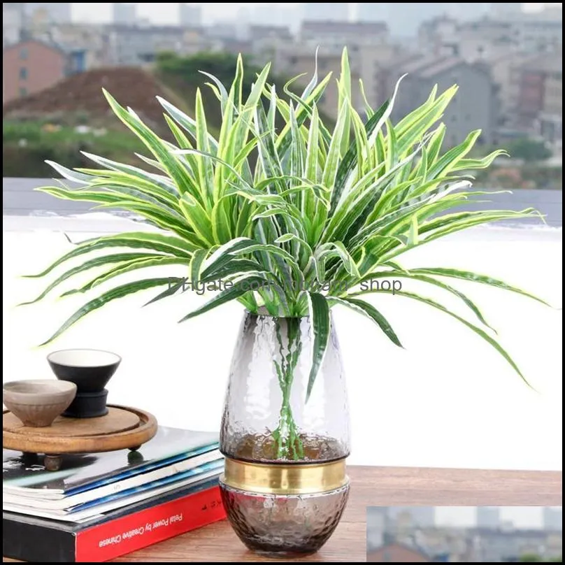 decorative flowers wreaths artificial plants plastic green leaves chlorophytum fake for home garden balcony decoration backdrop outdoor