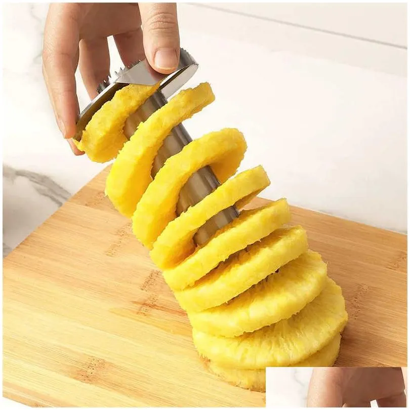  pineapple slicer peeler fruit corer slicer pineapple cutter stainless steel cutter fruit cutting tool kitchen utensil accessorie