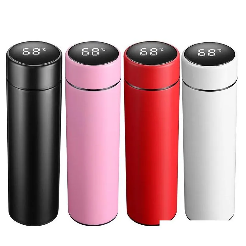 intelligent stainless steel thermos bottle cup temperature display vacuum flasks travel car water bottle with lcd touch screen dlh435