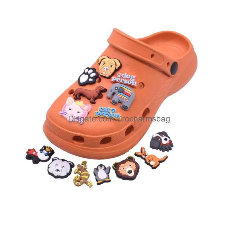 Cartoon Animal Cat Dog toy cartoon PVC Shoe Charms Shoes Buckles Bracelets Croc JIBZ Shoes accessories Wristband Boys Girls Gift