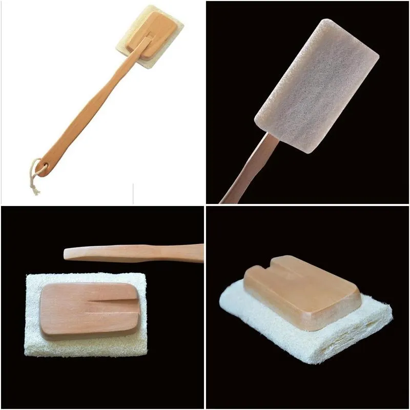 natural loofah brush exfoliating dead skin body scrubber loofah brush with long detachable wooden handle back brush zze12890