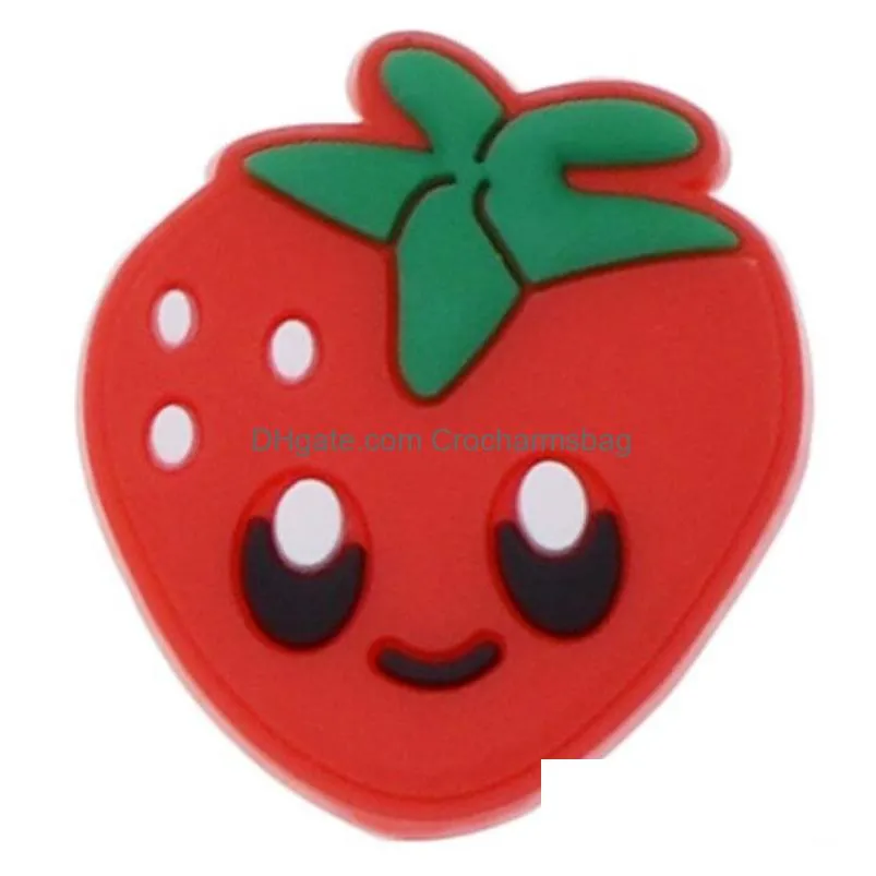 red Strawberry croc charms pvc garden shoe flower fashion shoes accessories clog wristband decoration buckle gift