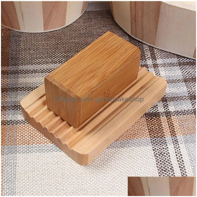 wooden natural bamboo soap dishes tray holder storage soap rack plate box container portable bathroom soap-dish storage-box