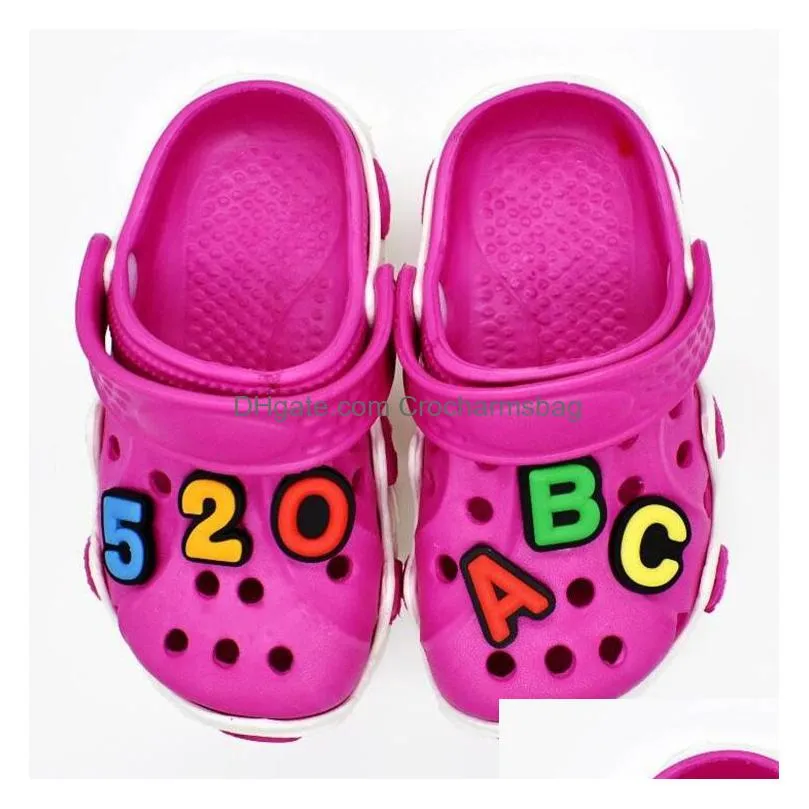 candy colors alphabet croc charms pvc soft rubber garden shoecharms buckle accessories for clog bracelet wristband