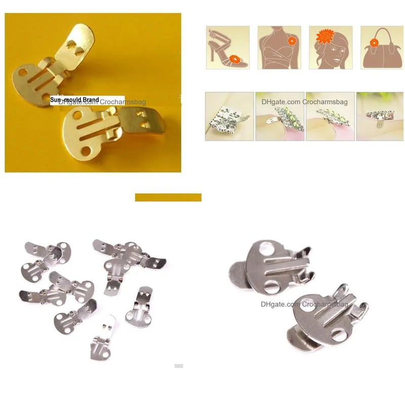 gold silver color blank stainless steel flower shoes clips on findings diy craft buckles shoes accessories buckle