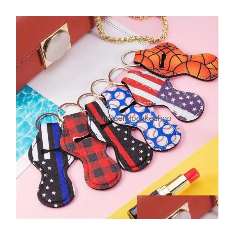 holder keychain party favor lipstick chapstick balm liphanging key purse pendant chain keychains neoprene bulk handbag cover holders