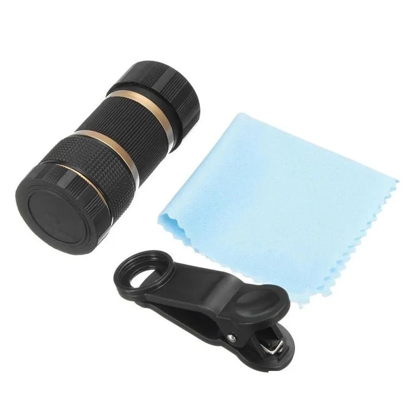 practical 8x optical telescope mobile telep o lens with clip for smartphone p ographers - silver