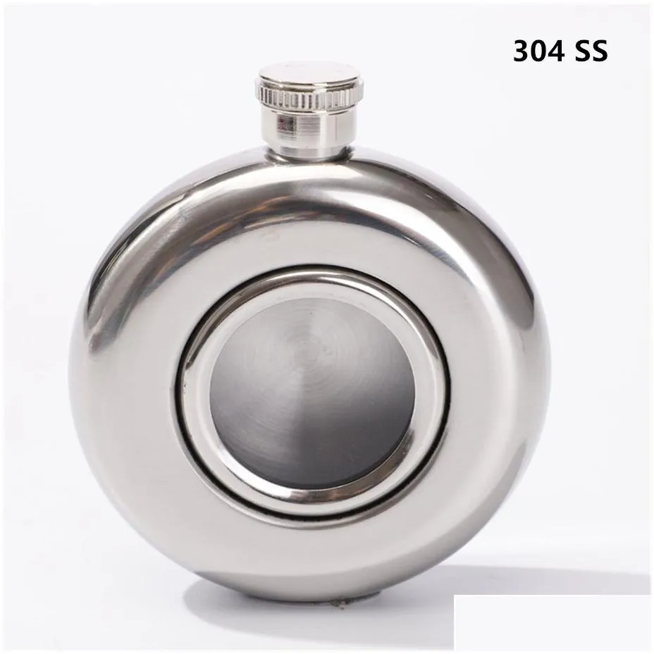 5oz hip flask 140ml wine bottle with transparent window pocket kettle whisky cup mug 304 stainless steel small size