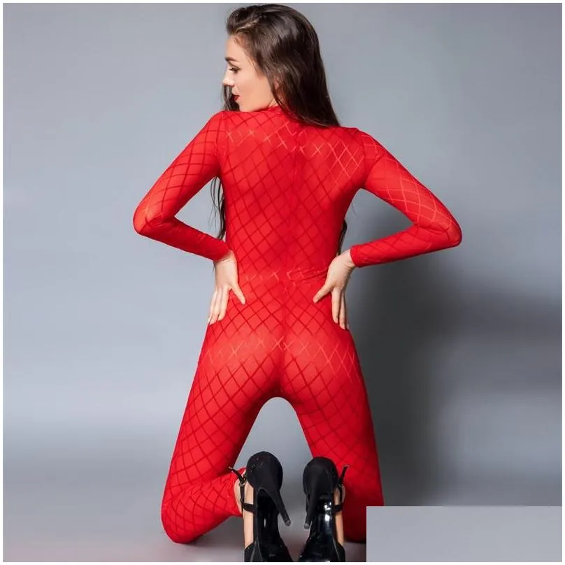 womens two piece pants hollow out zipper open club wear diamond lattice rompers super elastic mesh bodysuit women transparent tight porn