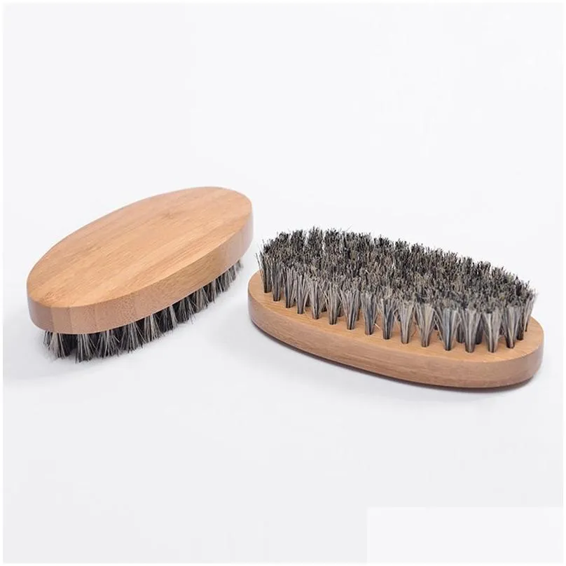 natural boar hair bristle beard mustache brush shaving comb men face massage round wood handle handmade beard brushes bh4467 dbc