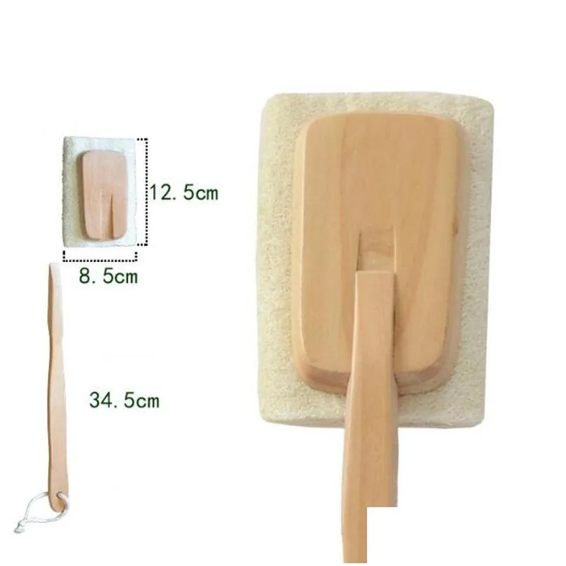 natural loofah brush exfoliating dead skin body scrubber loofah brush with long detachable wooden handle back brush zze12890