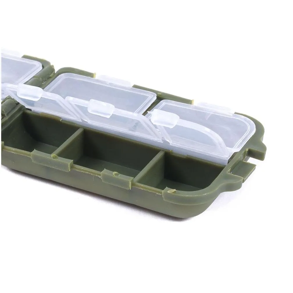 hengjia green 10 compartment cute fishing lures tackle storage case box fly fish spoon hook bait 95mmx65mmx30mm 41g