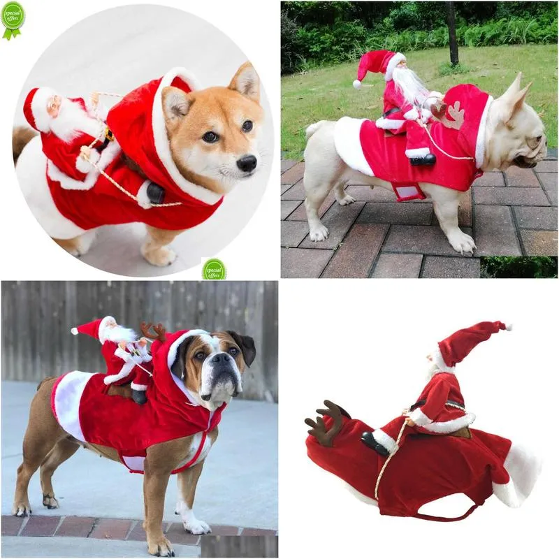  pet dog christmas costume dog clothes santa riding outfit christmas dog clothes deer riding christmas pet supplies