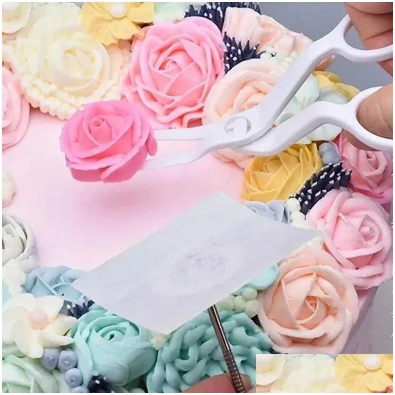  flower scissor cake tray tulips rose nozzle nail decor lifter fondant cream decorating dessert shop kitchen baking accessories