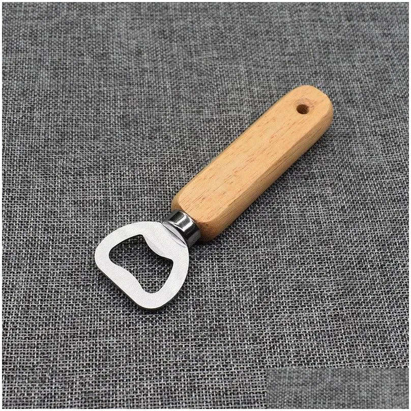 13.6cm stainless steel corkscrew handheld wooden handle beer opener high quality bottle opener gift home kitchen tools