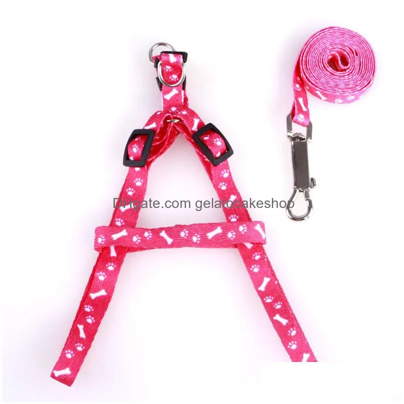 1.0x120cm dog harness leashes nylon printed adjustable pet collar puppy cat animals accessories pet necklace rope tie