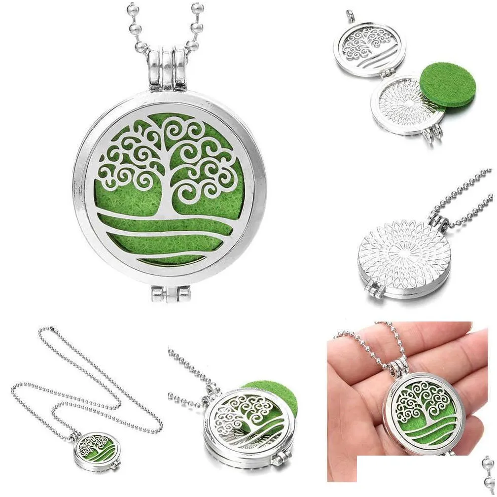  aromatherapy incense jewelry  oil diffuser necklace love tree life open perfume lockets pendants aroma diffuser air