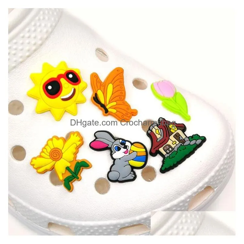 Butterfly shoe charms mix shoecharms buckle fashion shoe accessories diy reusable clog bracelet wristband decoration