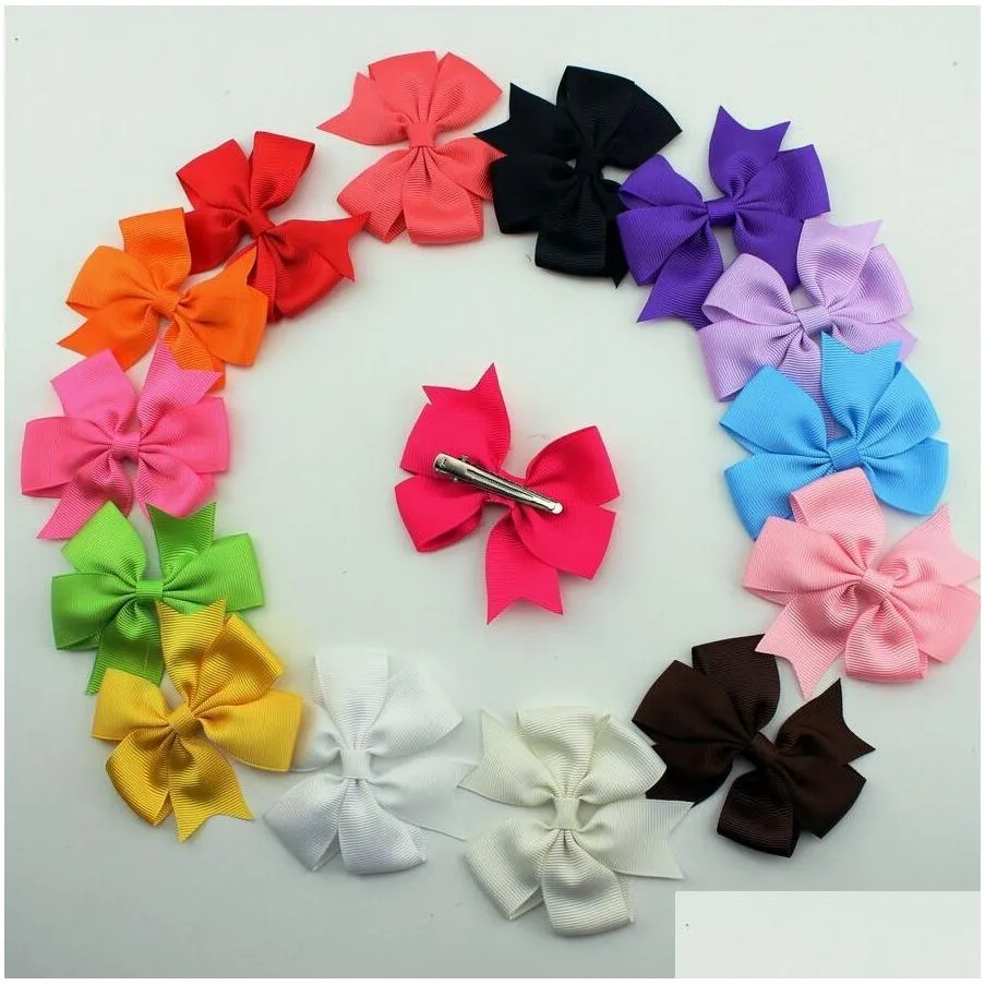 3 inch grosgrain ribbon hair bows with clip baby girl pinwheel hairbows/hair clips/hair pins accessories