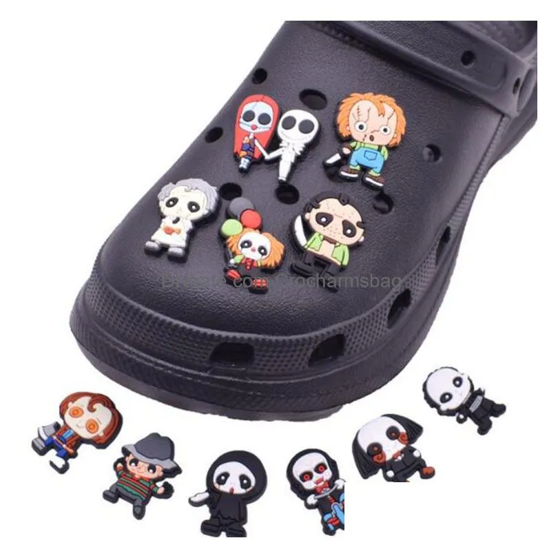stock Pvc Cartoon Croc Charms Shoe Decoration Buckle Accessories Clog Charm bracelet wristband Buttons party gift