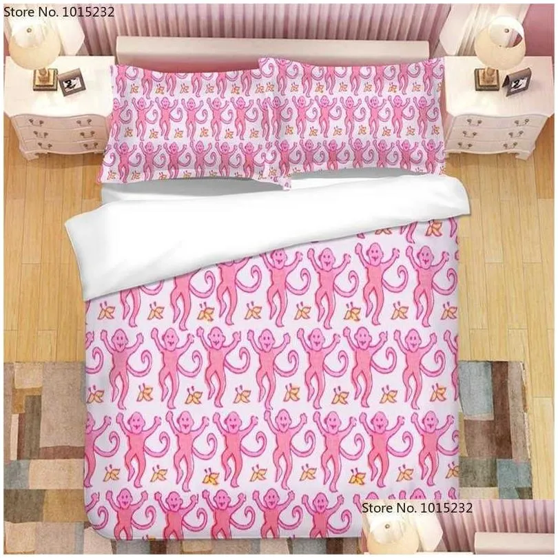 bedding sets pink roller rabbit 3d printed bedding set duvet covers cases comforter bedding set bedclothes bed linen t230217
