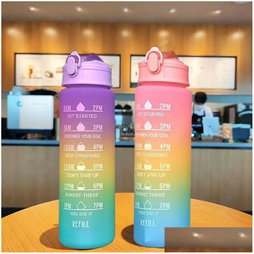  1 liter water bottle motivational sports water bottle leakproof bottles drinking outdoor travel gym fitness jugs for kitchen cup