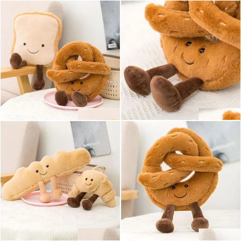 4pcs/lot pretzel baguette crossant toast bread food plush toy stuffed toys