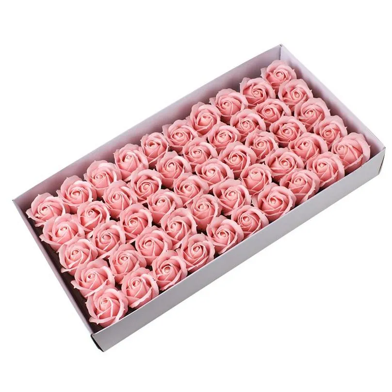 luminous rose soap flower head three-layer solid colors night light flowers gift box bouquet for wedding valentines day decoration