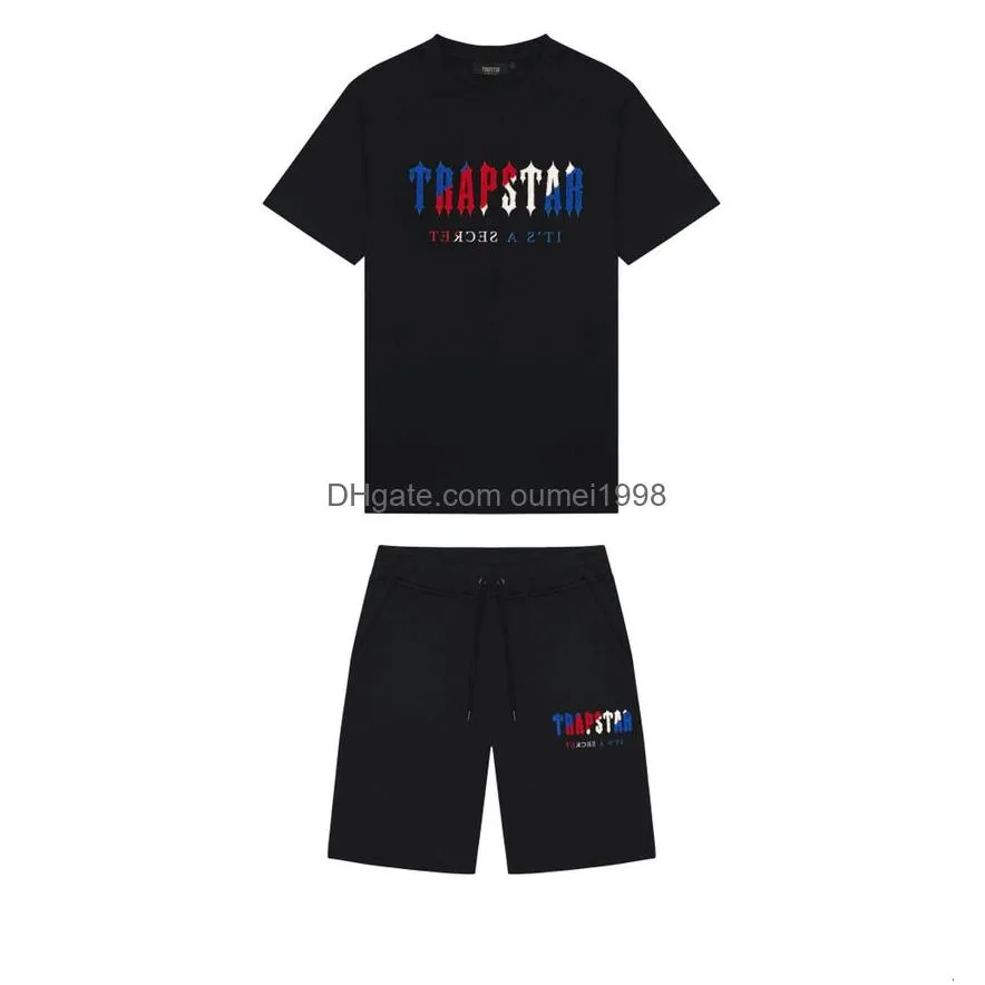 22ss limited edition trapstar t shirt short sleeve shorts shooter suit london street fashion cotton comfort couple suit s-3xl